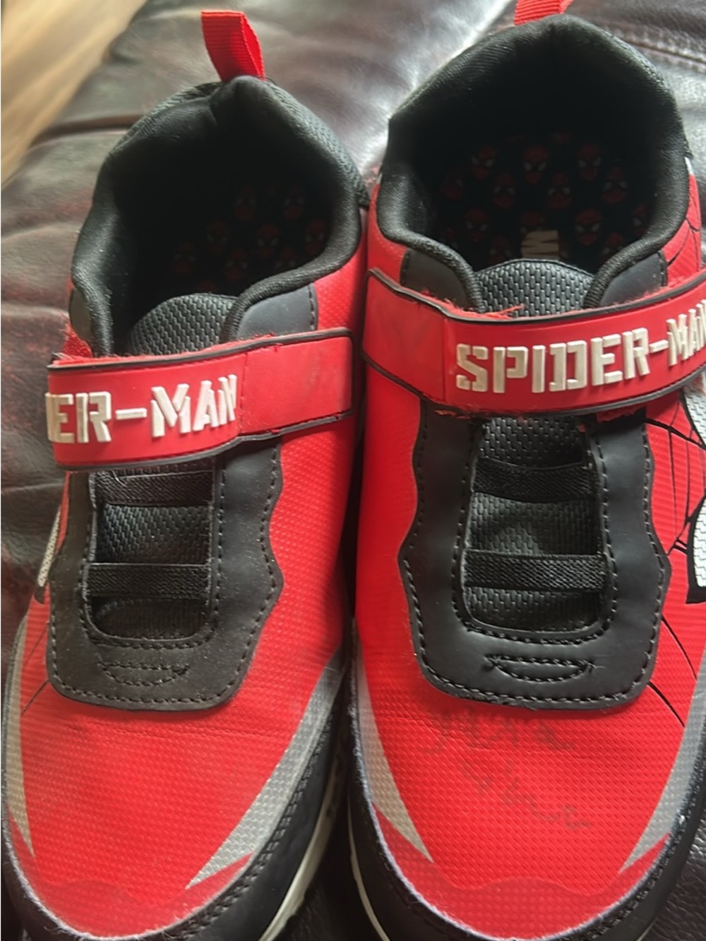 Spiderman Red and Black Kids' Sneakers with Hook-and-Loop Strap